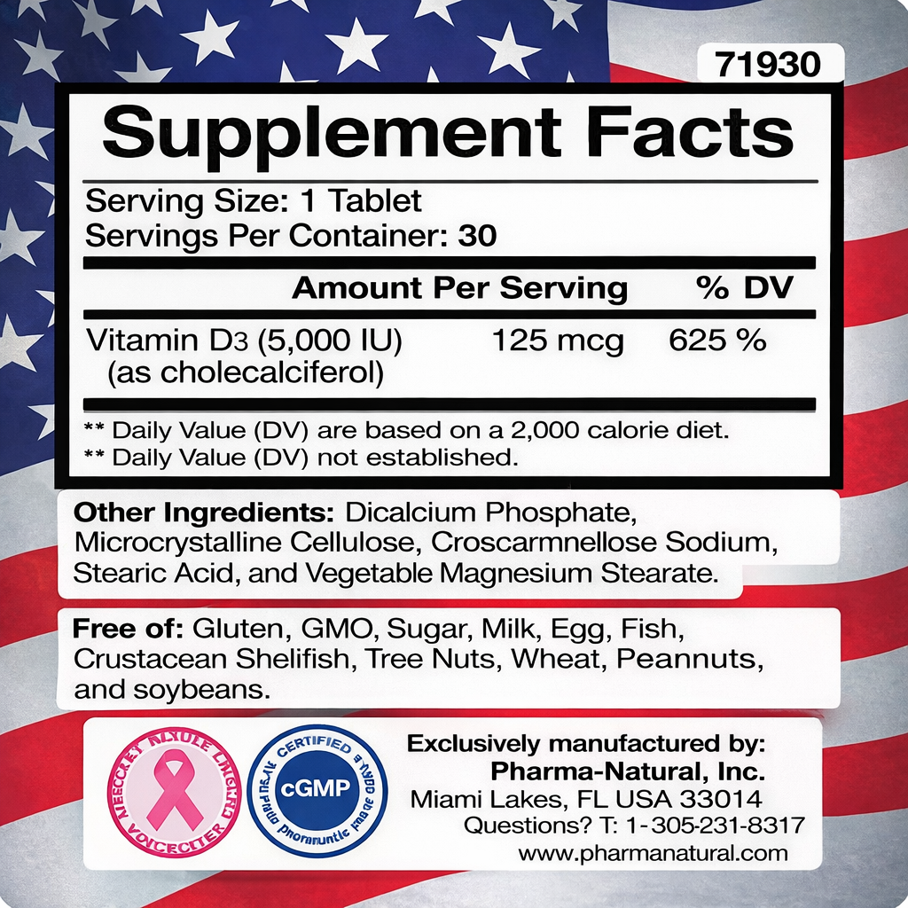 Vitamin D3 5,000 IU (125 mcg), 2 x (30 Tablets) Twin Pack