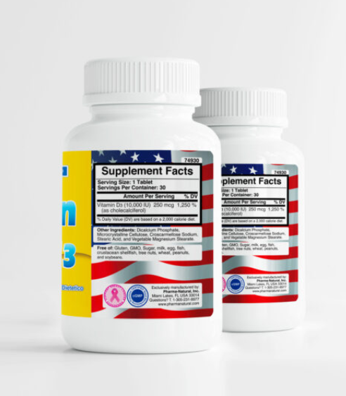 Vitamin D3 10,000 IU (250 mcg), 2 x (30 Tablets)